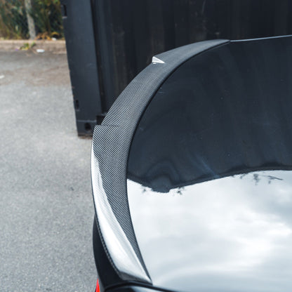 BMW F80 M3 (2014-2020) & F30 3 Series (2011-2019) Saloon/Sedan Carbon Fibre/Fiber V Style Rear Boot/Trunk Lip Spoiler - M4 Style High-Kick Boot Lid Wing - CT Carbon Performance Rear Spoiler
