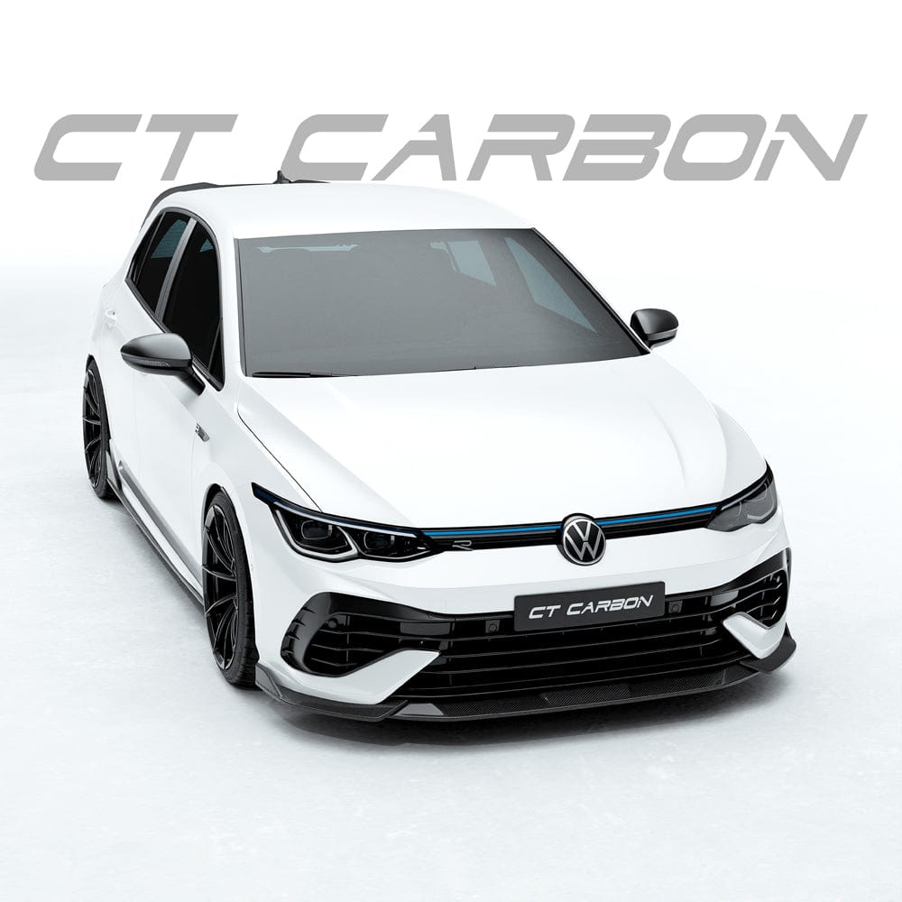 VW Volkswagen Golf R Mk8/Mk8R (2020+) Carbon Fibre Front Lip Splitter / Front Spoiler Chin Spoiler Bumper Lip – CT Design Pre-Preg Carbon OEM+ Aero Upgrade Body Kit 8R