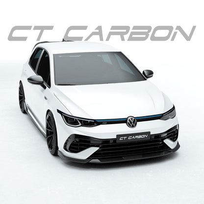 VW Volkswagen Golf R Mk8/Mk8R (2020+) Carbon Fibre Front Lip Splitter / Front Spoiler Chin Spoiler Bumper Lip – CT Design Pre-Preg Carbon OEM+ Aero Upgrade Body Kit 8R