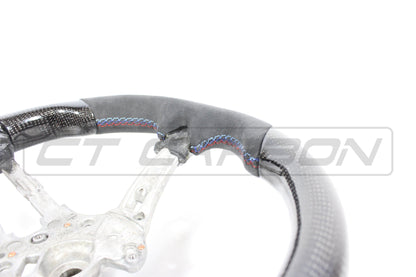 BMW F-Series M Performance Style Carbon Fibre Alcantara D-Shape Flat Bottom Steering Wheel | F87 M2/M2C, F80 M3, F82/F83 M4, F30/F31 3 Series, F32/F33 4 Series, F20/F21 1 Series, F22/F23 2 Series, F15 X5, F16 X6, F85 X5M, F86 X6M | Carbon Fiber