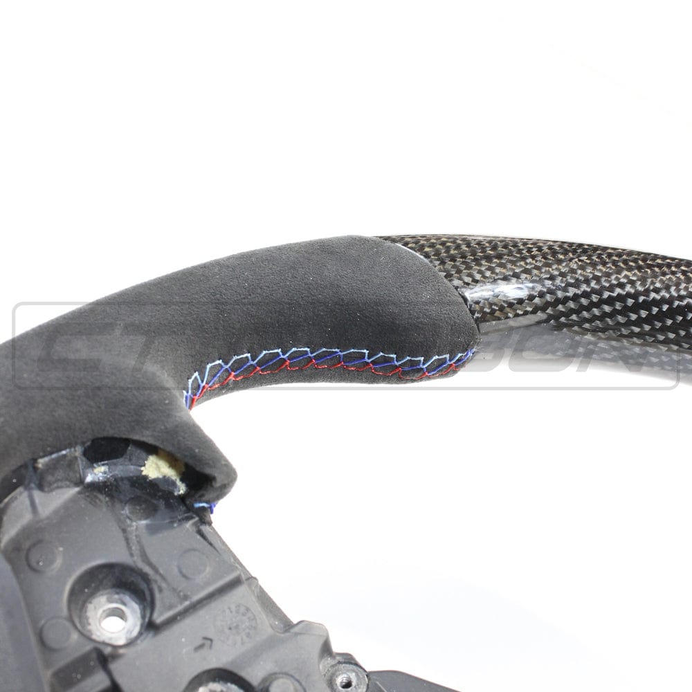 BMW 5 Series G30/M5 F90, X3 G01/X3M F97, X4 G02/X4M F98, X5 G05/X5M F95, X6 G06/X6M F96, X7 G07, 8 Series G14 G15 G16/M8 F91 F92 F93 Carbon Fibre Alcantara Heated D-Shape Flat Bottom Steering Wheel | M Performance Style | CT Carbon | OEM Core Upgrade