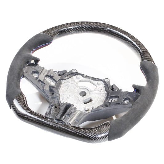 BMW 5 Series G30/M5 F90, X3 G01/X3M F97, X4 G02/X4M F98, X5 G05/X5M F95, X6 G06/X6M F96, X7 G07, 8 Series G14 G15 G16/M8 F91 F92 F93 Carbon Fibre Alcantara Heated D-Shape Flat Bottom Steering Wheel | M Performance Style | CT Carbon | OEM Core Upgrade