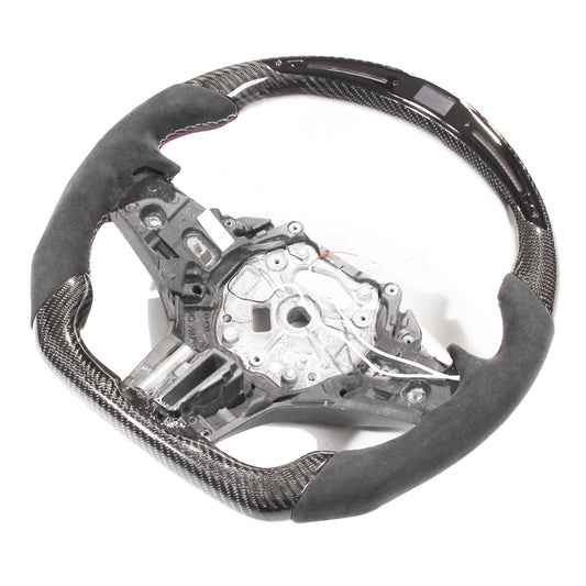 BMW Gxx M2,M3,M4 1,2,3,4 SERIES CARBON FIBRE / ALCANTARA LED FLAT BOTTOM STEERING WHEEL WITH HEATING