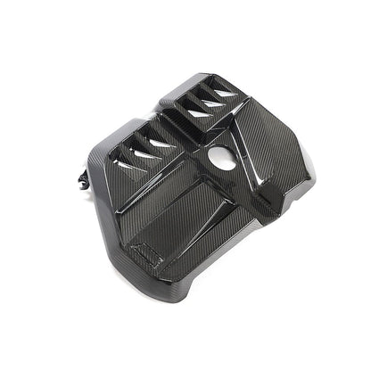 BMW M2 M3 M4 G87 G80 G81 G82 G83 S58 Carbon Fibre (Carbon Fiber) Engine Cover - CT Carbon Engine Bay Top Cover, Under-Bonnet/Under-Hood Shroud, Motor Cover Replacement (G8x 2021+) OEM+ Fit