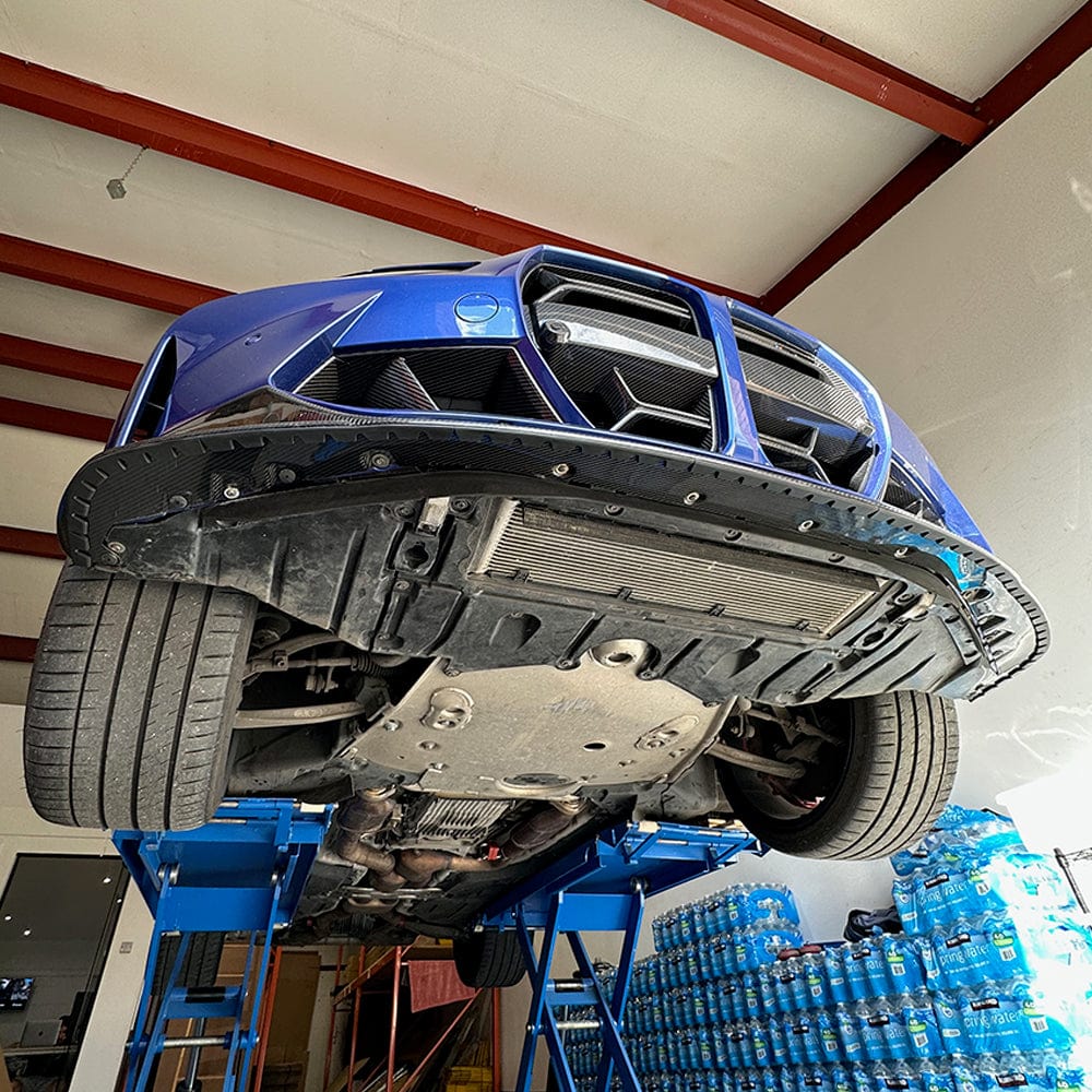 CT Carbon Universal Front Bumper Lip Protector Kit – Splitter/Chin Spoiler Scrape & Skid Guard Strips, Anti-Scuff Valance Edge Saver, Flexible 8x30cm (240cm Total) – Fits Plastic & Carbon Lips