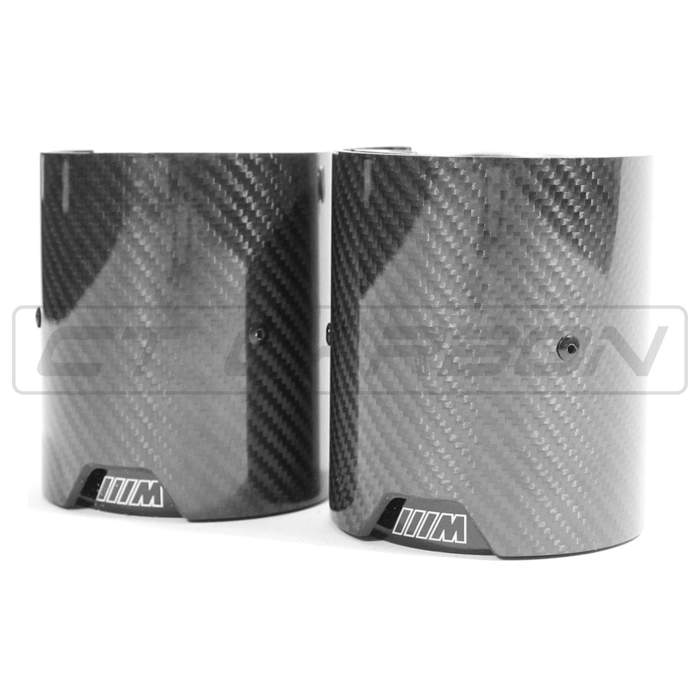 BMW 1 Series F40 & 2 Series Gran Coupe F44 M135i/M235i (125i/235i) Carbon Fibre Exhaust Tips - Gloss Black Tailpipe Finishers, Muffler Tips/Tail Trims (Pair, Set of 2) | CT Carbon