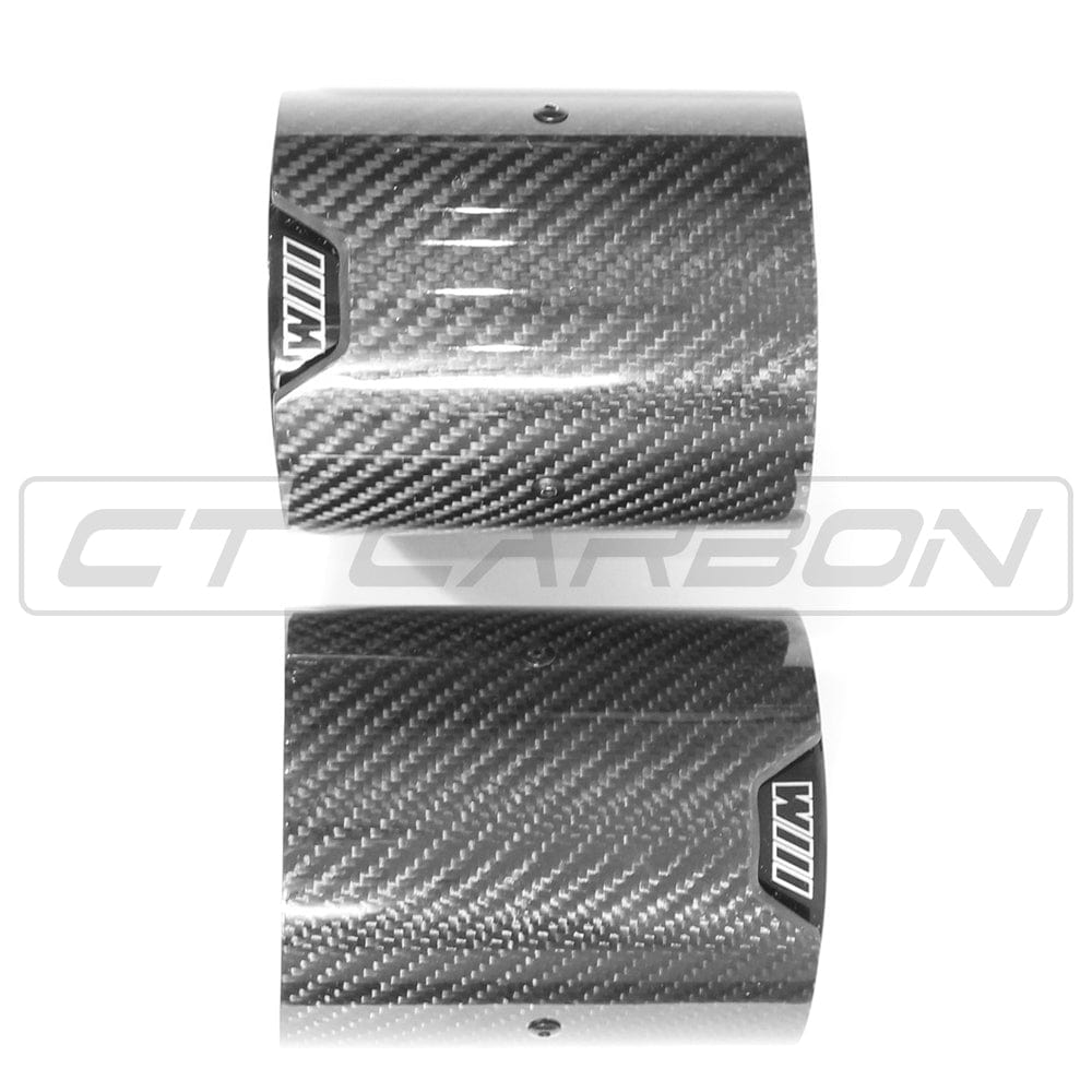 BMW 1 Series F40 & 2 Series Gran Coupe F44 M135i/M235i (125i/235i) Carbon Fibre Exhaust Tips - Gloss Black Tailpipe Finishers, Muffler Tips/Tail Trims (Pair, Set of 2) | CT Carbon