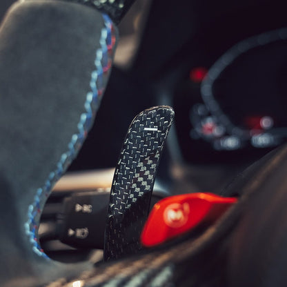 BMW G‑Series & F40 Carbon Fibre Paddle Shifters – Dry Carbon Gloss, Extended Steering Wheel Shift/Gear Change Paddles Upgrade for 1/2/3/4/5/7/8 Series, M2 M3 M4 M5 (G20 G21 G22 G30 G80 G82 G87), X3 X4 X5 X6