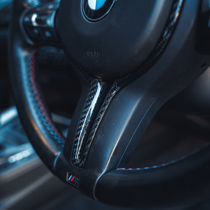 CT Carbon BMW M F-Series (Fxx) Steering Wheel Centre/Center Trim – Carbon Fibre/Fiber Spoke Cover Insert Overlay | M Performance Style | F87 M2 F80 M3 F82/F83 M4 F10 M5 F12/F13 M6 F85 X5M F86 X6M (2012-2020)