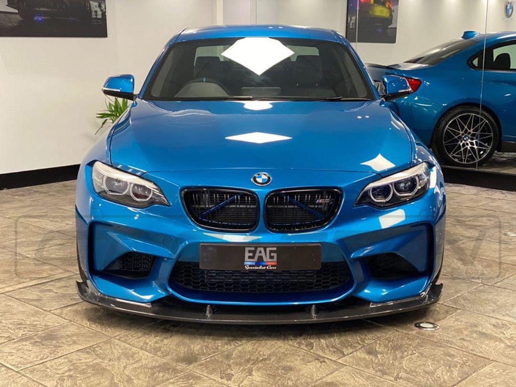 BMW M2 F87 (2016-2018) N55 OG Carbon Fibre/Fiber Front Lip Splitter – 3D Design Style Front Bumper Lip Spoiler Aero Valance – M Performance Style Alternative – Fits OEM Bumper