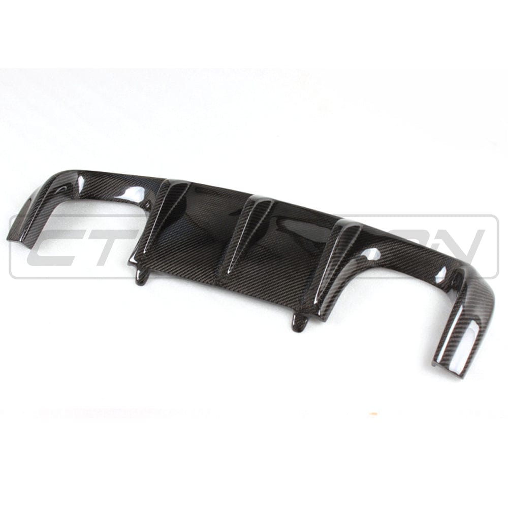 BMW M3 E92/E93 E9X Carbon Fibre (Fiber) Rear Diffuser V1 Style - CT Carbon Valance/Splitter Insert, Gloss Carbon Rear Bumper Lower Skirt Trim (2007-2013)