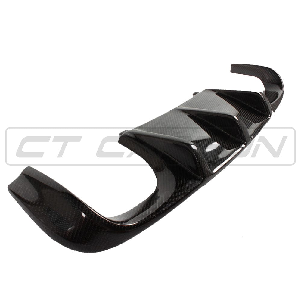 BMW M3 E92/E93 E9X Carbon Fibre (Fiber) Rear Diffuser V1 Style - CT Carbon Valance/Splitter Insert, Gloss Carbon Rear Bumper Lower Skirt Trim (2007-2013)