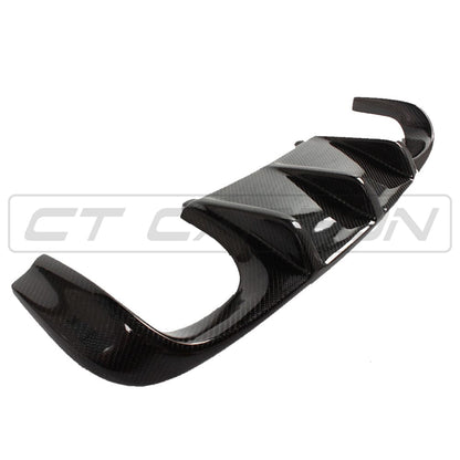 BMW M3 E92/E93 Rear Diffuser Valance - Carbon Fibre (Carbon Fiber) Gloss V1/Version 1 Style Rear Bumper Insert/Lip/Splitter/Apron - Fits 2007-2013 E92 Coupe & E93 Convertible - CT Carbon