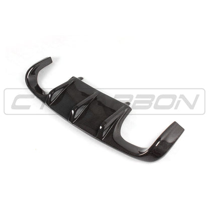 BMW M3 E92/E93 E9X Carbon Fibre (Fiber) Rear Diffuser V1 Style - CT Carbon Valance/Splitter Insert, Gloss Carbon Rear Bumper Lower Skirt Trim (2007-2013)