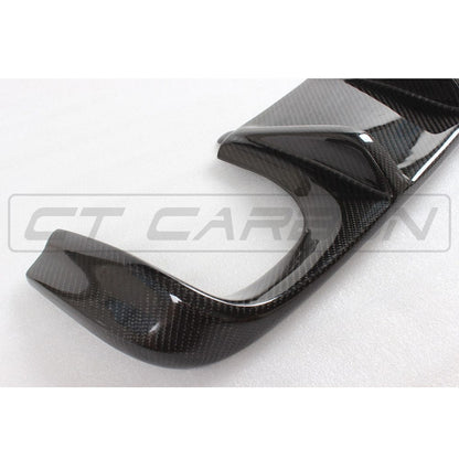 BMW M3 E92/E93 E9X Carbon Fibre (Fiber) Rear Diffuser V1 Style - CT Carbon Valance/Splitter Insert, Gloss Carbon Rear Bumper Lower Skirt Trim (2007-2013)