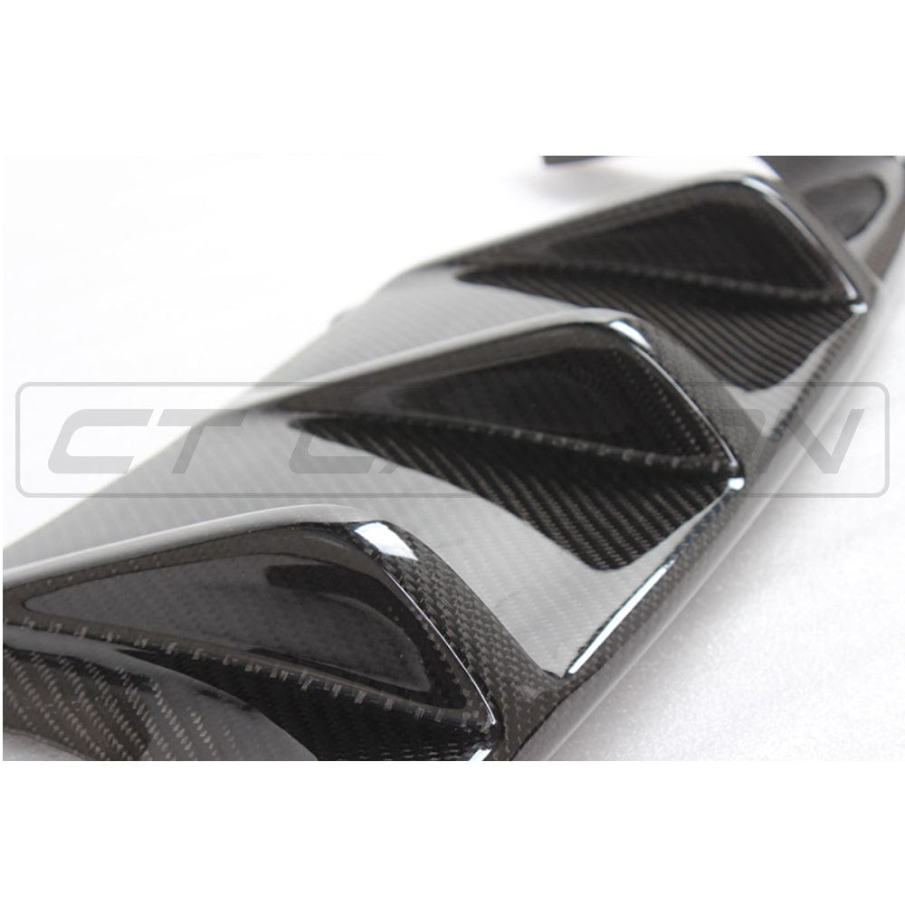 BMW M3 E92/E93 E9X Carbon Fibre (Fiber) Rear Diffuser V1 Style - CT Carbon Valance/Splitter Insert, Gloss Carbon Rear Bumper Lower Skirt Trim (2007-2013)
