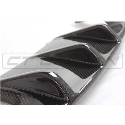 BMW M3 E92/E93 Rear Diffuser Valance - Carbon Fibre (Carbon Fiber) Gloss V1/Version 1 Style Rear Bumper Insert/Lip/Splitter/Apron - Fits 2007-2013 E92 Coupe & E93 Convertible - CT Carbon