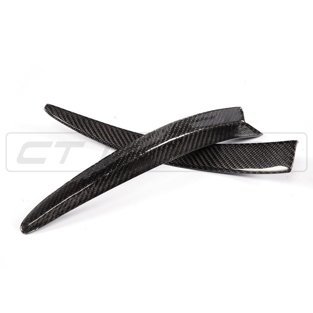 BMW M3/M4 F80 F82 F83 F8X 2014–2020 Carbon Fibre/Carbon Fiber Front Bumper Canards – Gloss Carbon CFRP Dive Planes Winglets by CT Carbon | Splitter Canard Fins Front Aero Upgrade