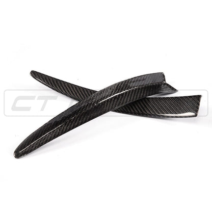 BMW M3/M4 F80 F82 F83 F8X 2014–2020 Carbon Fibre/Carbon Fiber Front Bumper Canards – Gloss Carbon CFRP Dive Planes Winglets by CT Carbon | Splitter Canard Fins Front Aero Upgrade