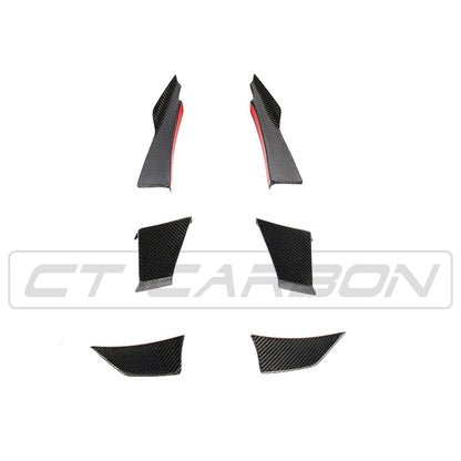 BMW M3 M4 F80 F82 F83 (F8X) 2014-2020 Carbon Fibre/Carbon Fiber Front Canards, Dive Planes, Winglets & Corner Splitters - MA Style Front Bumper Aero Fins by CT Carbon