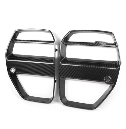 BMW M3/M4 G80 G81 G82 G83 Carbon Fibre (Fiber) Kidney Grille - GT Style Front Grille/Grill Replacement Upgrade 2021+ | Pre-Preg Lightweight Gloss Carbon | G8X Nose Radiator Bumper Grille