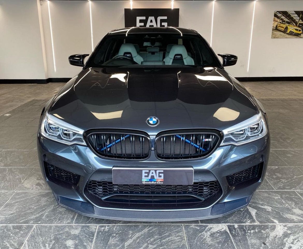BMW M5 F90 2017-2020 (incl. Competition) GTS Style Carbon Fibre Front Lip Splitter | Chin Spoiler / Front Bumper Lip / Front Aero Blade / Front Lower Valance | Gloss Carbon Front Lip Spoiler by CT Carbon