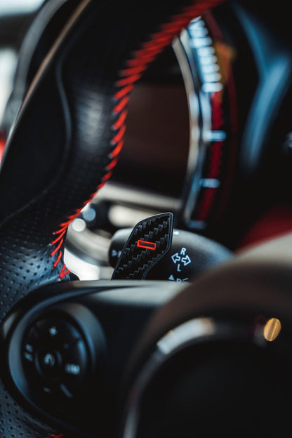 Real Carbon Fibre Steering Wheel Paddle Shifters for BMW & MINI – F & G Series Replacement Gear Shift Paddles | M2 M3 M4 G80 G82 | 1 2 3 4 5 Series G20 G21 G30 | X3 X4 X5 X6 & X3M X4M X5M X6M | F56 MINI Cooper S | A90 GR Supra | CT Carbon
