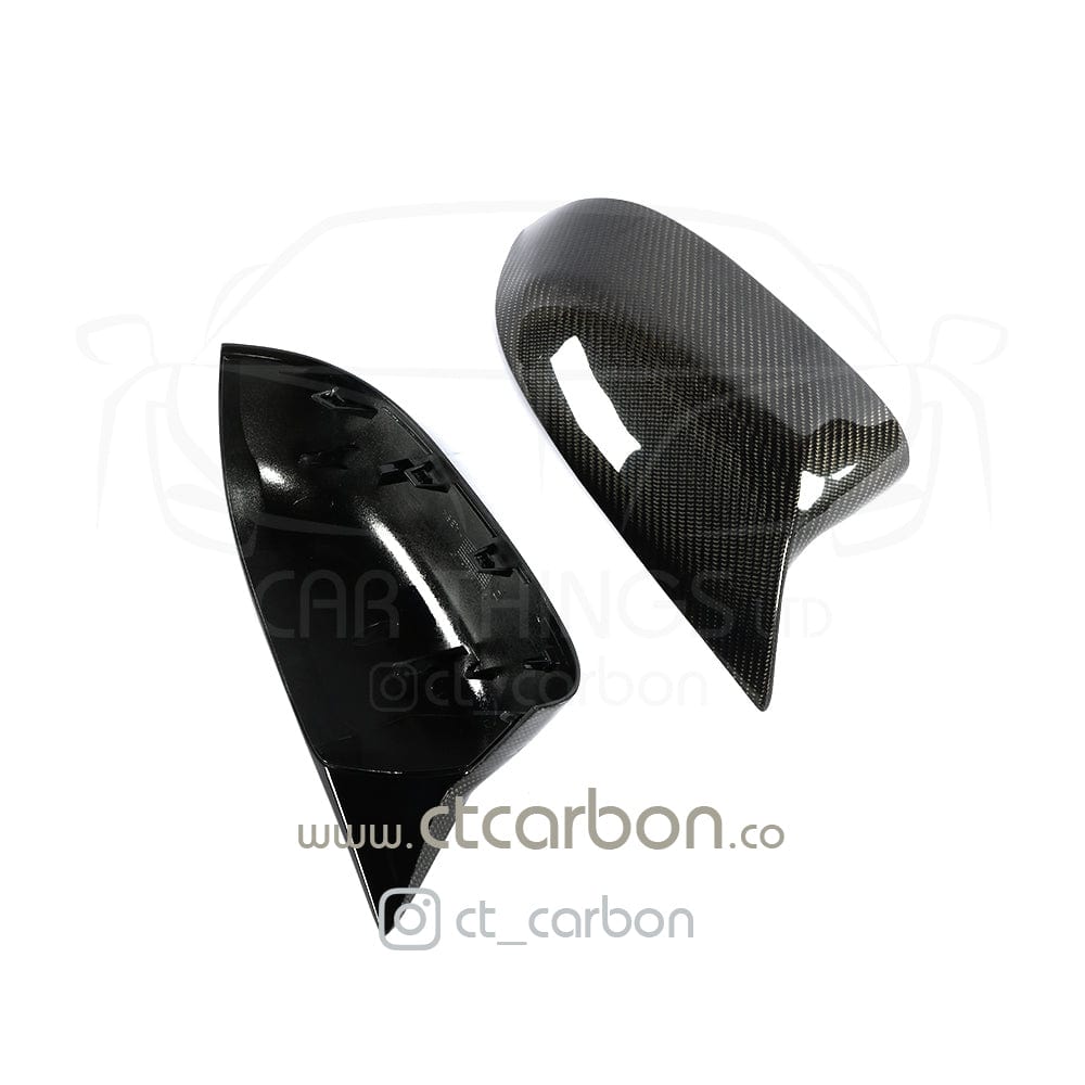 BMW X3/X4/X5/X6 G01/G02/G05/G06 Carbon Fibre/Carbon Fiber Wing Mirror Covers Caps | High Gloss M Performance Style Side Door Mirror Shells Housing | X Series SUV | 2017+ 2018+ 2019+ | OEM Fit Replacement Overlay | CT Carbon