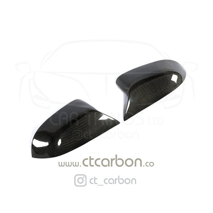BMW X3/X4/X5/X6 G01/G02/G05/G06 Carbon Fibre/Carbon Fiber Wing Mirror Covers Caps | High Gloss M Performance Style Side Door Mirror Shells Housing | X Series SUV | 2017+ 2018+ 2019+ | OEM Fit Replacement Overlay | CT Carbon