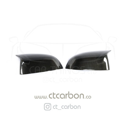 BMW X3/X4/X5/X6 G01/G02/G05/G06 Carbon Fibre/Carbon Fiber Wing Mirror Covers Caps | High Gloss M Performance Style Side Door Mirror Shells Housing | X Series SUV | 2017+ 2018+ 2019+ | OEM Fit Replacement Overlay | CT Carbon