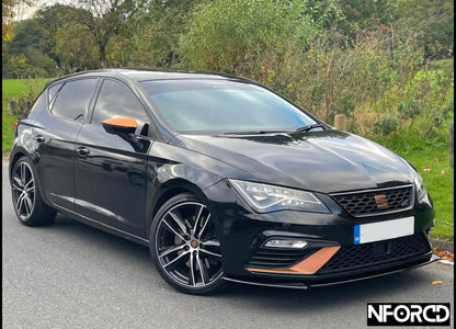 SEAT Leon Mk3 (5F) Cupra Gloss Black ABS Front Splitter / Front Bumper Lip / Chin Spoiler – Lower Valance Skirt Air Dam Extension Aero Lip by KSB, UK Made, Fitting Kit Included (2013-2020)