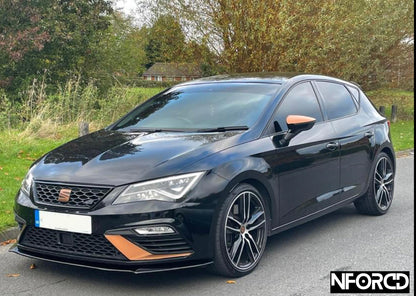 SEAT Leon Mk3 (5F) Cupra Gloss Black ABS Front Splitter / Front Bumper Lip / Chin Spoiler – Lower Valance Skirt Air Dam Extension Aero Lip by KSB, UK Made, Fitting Kit Included (2013-2020)