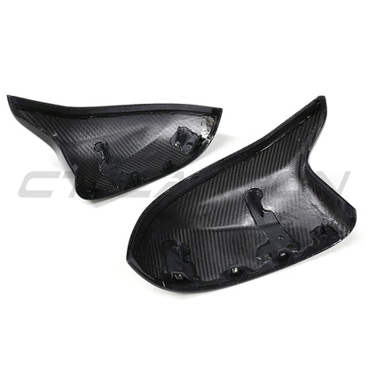 BMW X3M X4M X5M X6M (F97 F98 F95 F96) 2019+ incl. Competition Dry Prepreg Carbon Fibre/Fiber Mirror Caps - Gloss Wing/Side Door Mirror Covers Pair, OEM-Style Replacement Housings/Shells