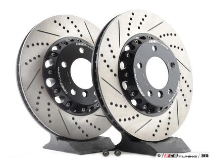 ECS Tuning 2-Piece Semi-Floating Front Brake Discs/Rotors 325x25mm – Drilled, Grooved/Slotted, Vented, Lightweight – BMW E46 330i 330Ci 330xi & Z4 E85/E86 3.0i 3.0Si – Direct-Fit Pair/Set Fast Road & Track Day
