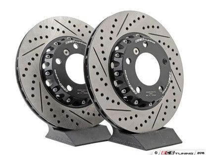 ECS Tuning Two-Piece Lightweight Front Brake Discs/Rotors 300x22mm, Drilled & Grooved/Slotted