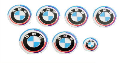 BMW Emblem Badge for Centre Cap Bonnet Trunk 7pc 68mm 74mm 82mm