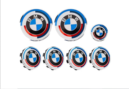 BMW Emblem Badge for Centre Cap Bonnet Trunk 7pc 68mm 74mm 82mm