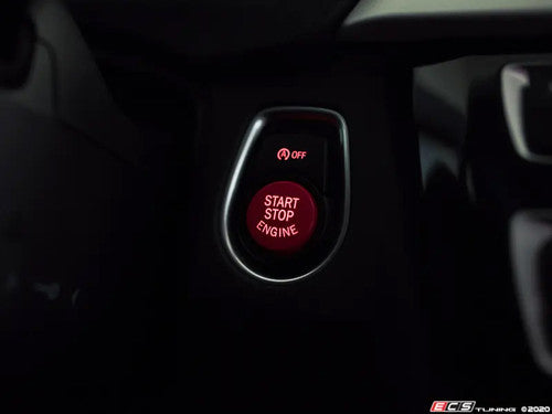 ECS Tuning Red Engine Start/Stop Button – Push to Start Ignition Switch Cap Replacement | Start Engine Stop Car Dashboard Starter Button Cover | Red Push Start Interior Upgrade
