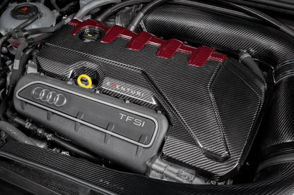 Eventuri Prepreg Carbon Fibre/Fiber Engine Bay Cover/Shroud for Audi 2.5 TFSI 5-Cylinder - RS3 8V & 8Y, TT RS/TTRS 8S, RSQ3/RS Q3 - OEM-Style Under-Bonnet/Underhood Carbon Engine Trim, Dress-Up Panel