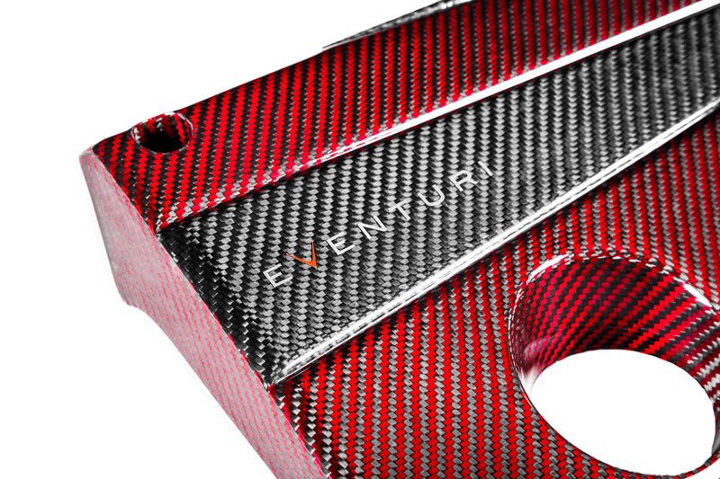 Eventuri Carbon Fibre Red Kevlar Engine Top Cover/Shroud - Honda Civic Type R FK2 FK8 FL5 (K20C1) | Carbon Fiber Coil Pack Cover Rocker/Valve Cover Garnish Engine Bay Dress-Up Trim 2015-2024