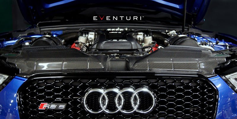 Eventuri Carbon Fibre / Carbon Fiber Slam Panel/Radiator Support Cover for Audi RS5 B8.5 (B8 Facelift 4.2 V8) - Engine Bay Cover/Trim Bonnet Latch/Core Support Panel - OEM Fit - Black, Red or Blue Carbon Kevlar Weave