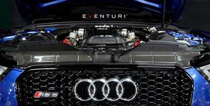 Eventuri Carbon Fibre / Carbon Fiber Slam Panel/Radiator Support Cover for Audi RS5 B8.5 (B8 Facelift 4.2 V8) - Engine Bay Cover/Trim Bonnet Latch/Core Support Panel - OEM Fit - Black, Red or Blue Carbon Kevlar Weave