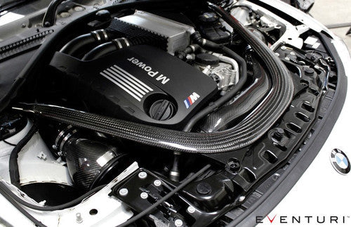 Eventuri V2 Carbon Fibre/Fiber Cold Air Intake Induction Kit w/ Sealed Ducts & Ram-Air Scoops for BMW M3/M4 F80 F82 F83 (S55, 2014-2020) Gloss Black Carbon Airbox Upgrade