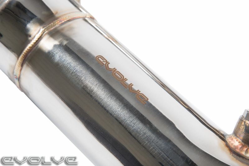 BMW S55 3in (76mm) Catless/Decat Cat-Delete Race Downpipes by Evolve – Fits F80 M3, F82/F83 M4, F87 M2 Competition – Turbo Downpipe Upgrade, TIG-Welded Stainless, Cast Turbo Flanges – Stage 2 Tune/Remap Ready