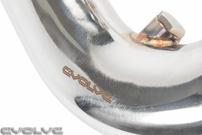 BMW S55 3in (76mm) Catless/Decat Cat-Delete Race Downpipes by Evolve – Fits F80 M3, F82/F83 M4, F87 M2 Competition – Turbo Downpipe Upgrade, TIG-Welded Stainless, Cast Turbo Flanges – Stage 2 Tune/Remap Ready