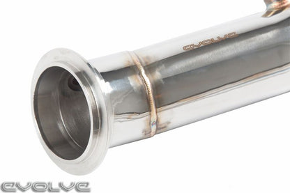 BMW S55 3in (76mm) Catless/Decat Cat-Delete Race Downpipes by Evolve – Fits F80 M3, F82/F83 M4, F87 M2 Competition – Turbo Downpipe Upgrade, TIG-Welded Stainless, Cast Turbo Flanges – Stage 2 Tune/Remap Ready