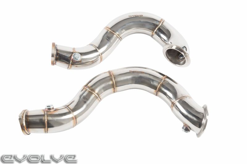 Evolve BMW N54 3.0 Twin Turbo 3" Catless/Decat/Cat Delete Downpipes (Test Pipes/Front Pipes) for 1M, 135i, 335i E82 E88 E90 E91 E92 E93 2006-2012 E8x/E9x | T301 Stainless, TIG Welded Turbo Outlet Pipes | RHD/LHD | Stage 2 Ready | Gaskets & Hardware
