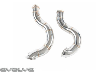 Evolve BMW N54 3.0 Twin Turbo 3" Catless/Decat/Cat Delete Downpipes (Test Pipes/Front Pipes) for 1M, 135i, 335i E82 E88 E90 E91 E92 E93 2006-2012 E8x/E9x | T301 Stainless, TIG Welded Turbo Outlet Pipes | RHD/LHD | Stage 2 Ready | Gaskets & Hardware