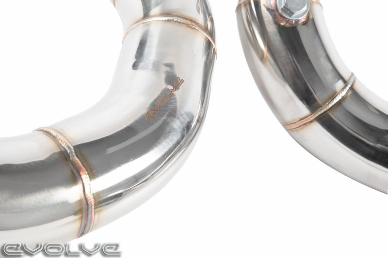 Evolve BMW N54 3.0 Twin Turbo 3" Catless/Decat/Cat Delete Downpipes (Test Pipes/Front Pipes) for 1M, 135i, 335i E82 E88 E90 E91 E92 E93 2006-2012 E8x/E9x | T301 Stainless, TIG Welded Turbo Outlet Pipes | RHD/LHD | Stage 2 Ready | Gaskets & Hardware