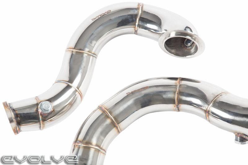 Evolve BMW N54 3.0 Twin Turbo 3" Catless/Decat/Cat Delete Downpipes (Test Pipes/Front Pipes) for 1M, 135i, 335i E82 E88 E90 E91 E92 E93 2006-2012 E8x/E9x | T301 Stainless, TIG Welded Turbo Outlet Pipes | RHD/LHD | Stage 2 Ready | Gaskets & Hardware